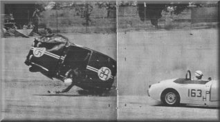 Car 95 begins sickening second flip with  Hooper helplessly hanging from seat belt, his arm dangling.